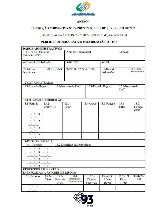  PPP – Perfil Profissiográfico Previdenciário